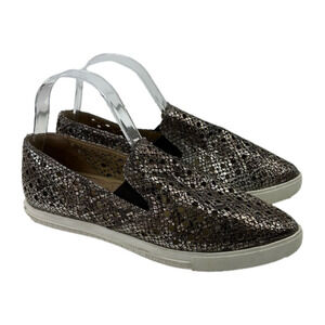 BCBGeneration Women's Vegan Slip on Cut  Out Metallic Loafer